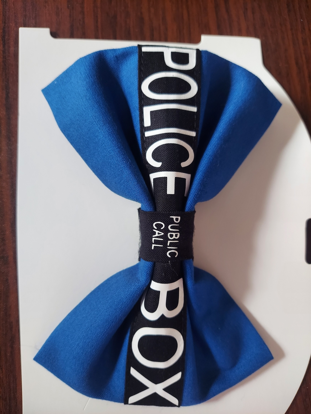 TARTUS Police Box Blue Hair Bow with 'Public Call' Accent
